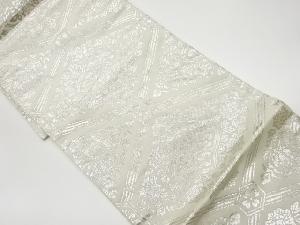 リサイクル　変わり襷に華文・花々模様織出し袋帯